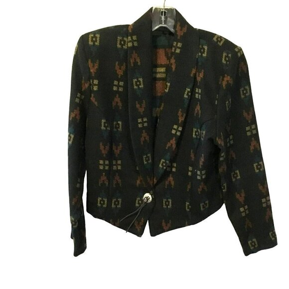 Mixed Blues Jackets & Blazers - Mixed Blues Women's Western Style Short Collared Wool Blend Blazer Size Medium